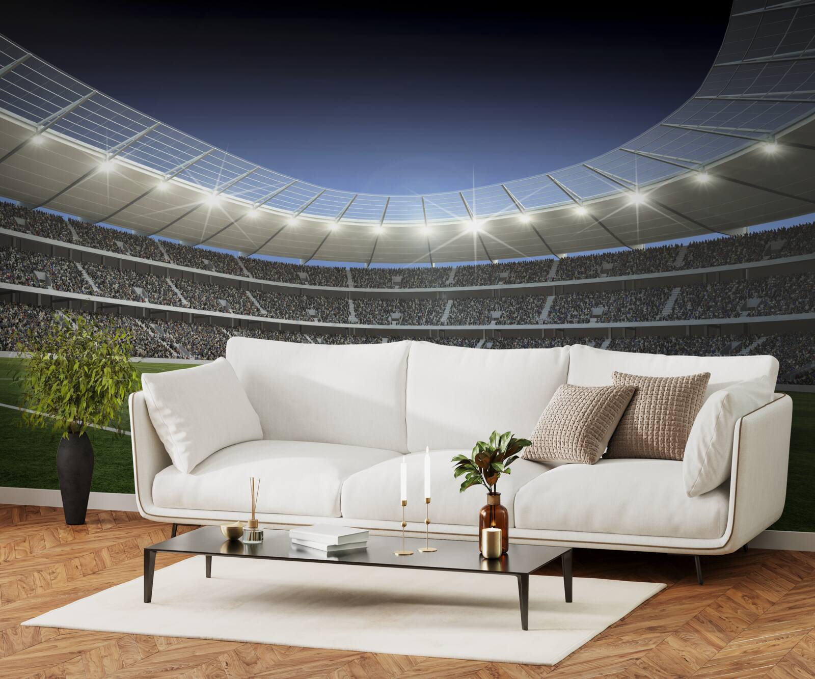 Fotobehang stadion maakt zich op voor komst voetballers