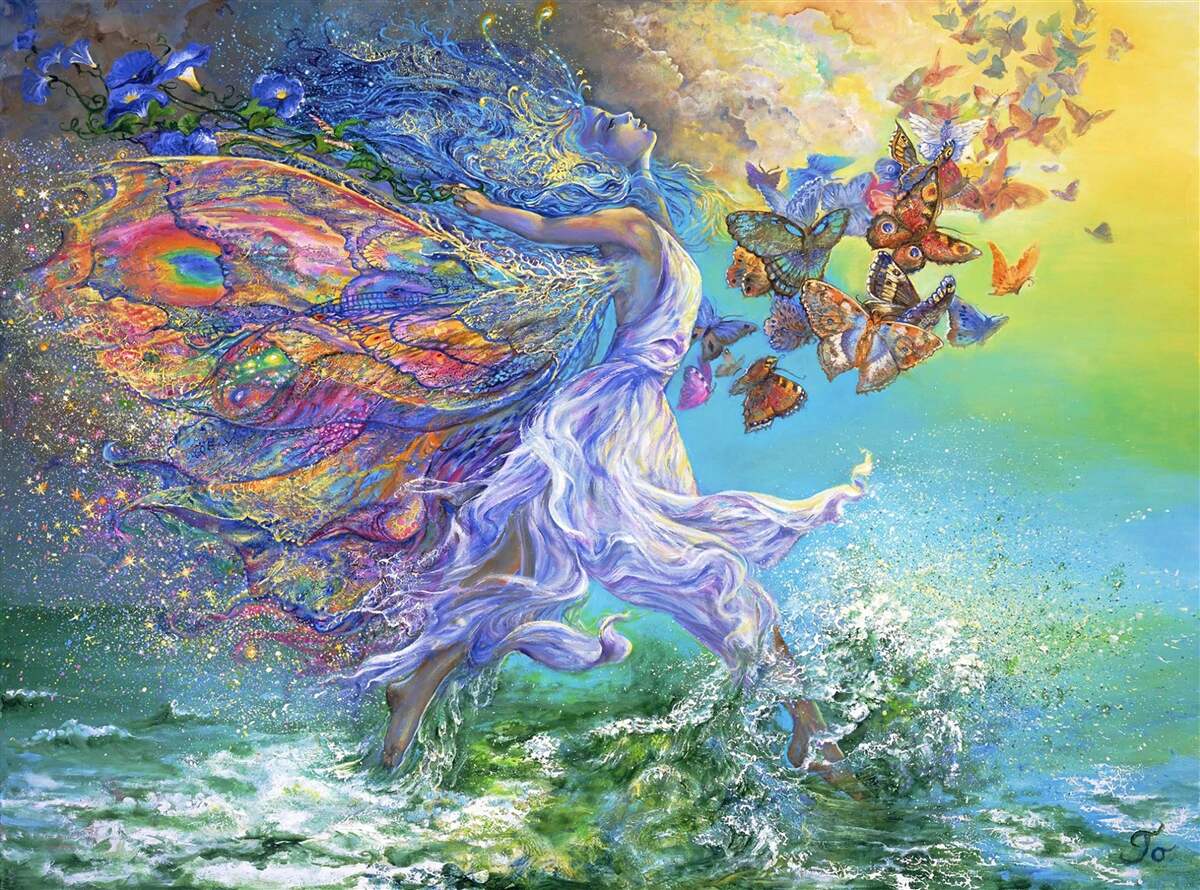 Fotobehang abstracte vlinders bij de kust