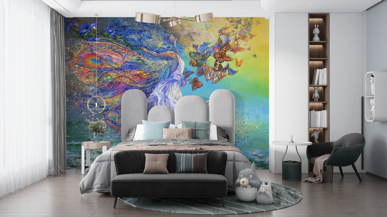 Fotobehang abstracte vlinders bij de kust