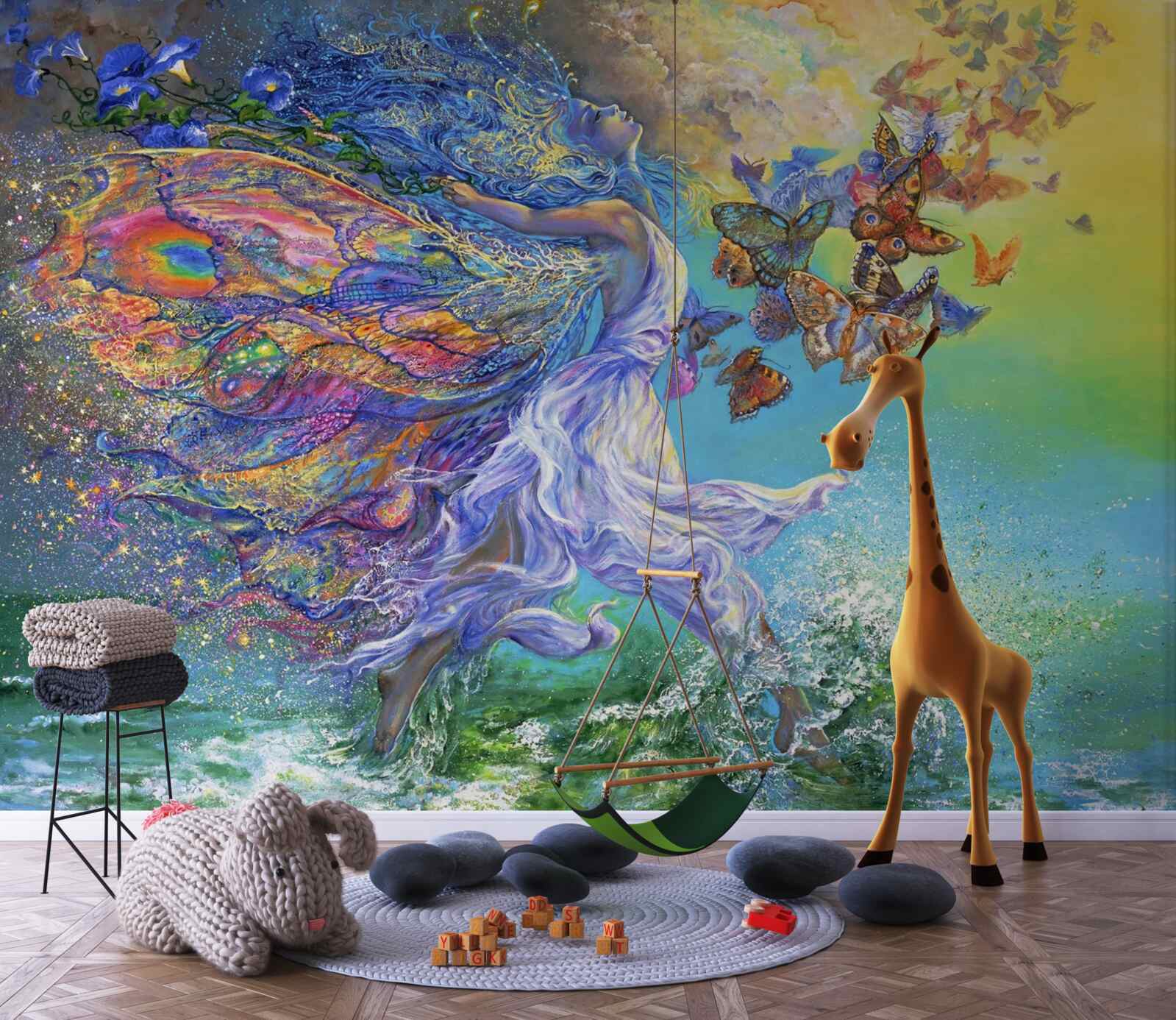 Fotobehang abstracte vlinders bij de kust