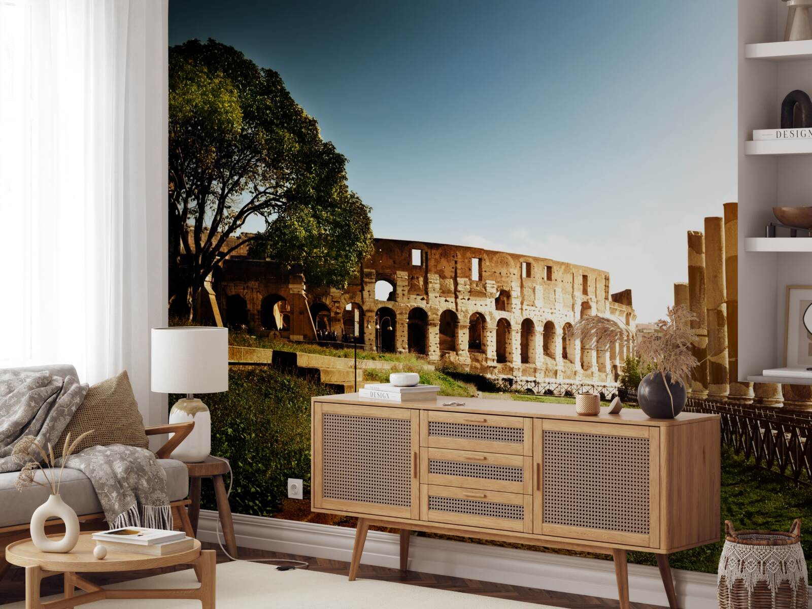 Fotobehang de hallen van het oude rome in de stralen van de ondergaande zon