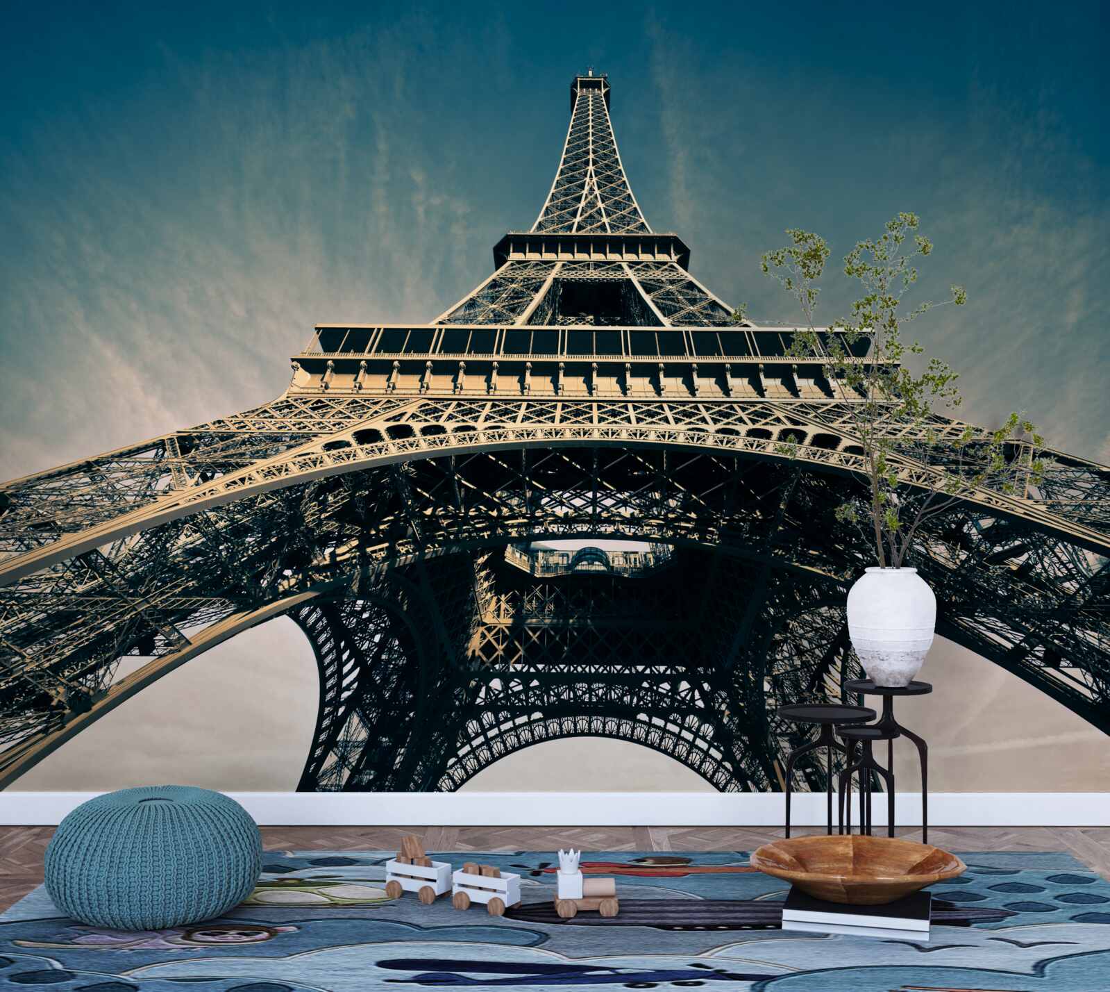 Fotobehang uitzicht op de eiffeltoren vanaf een lager punt