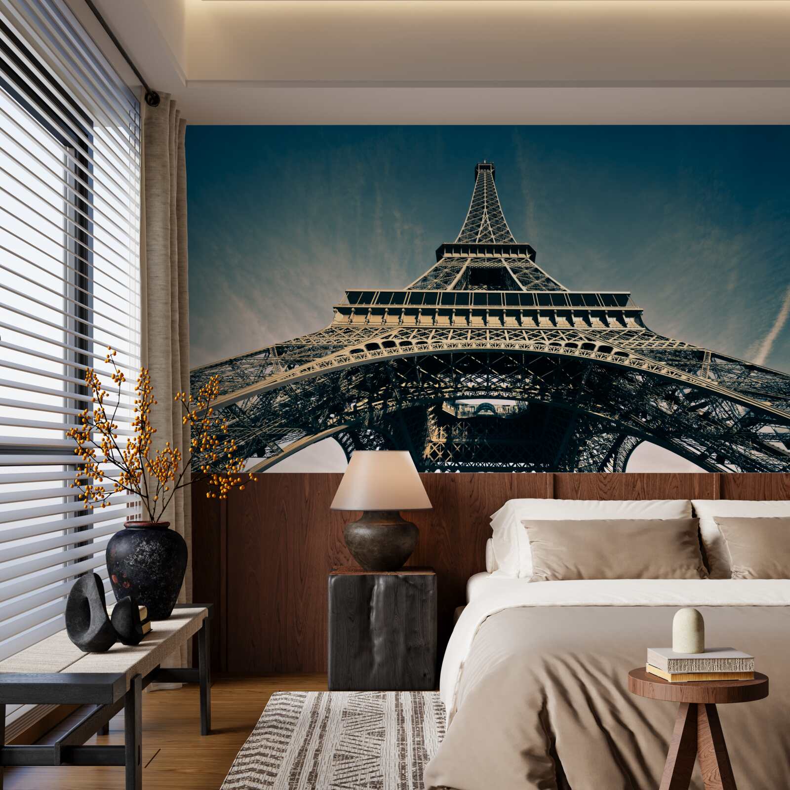 Fotobehang uitzicht op de eiffeltoren vanaf een lager punt