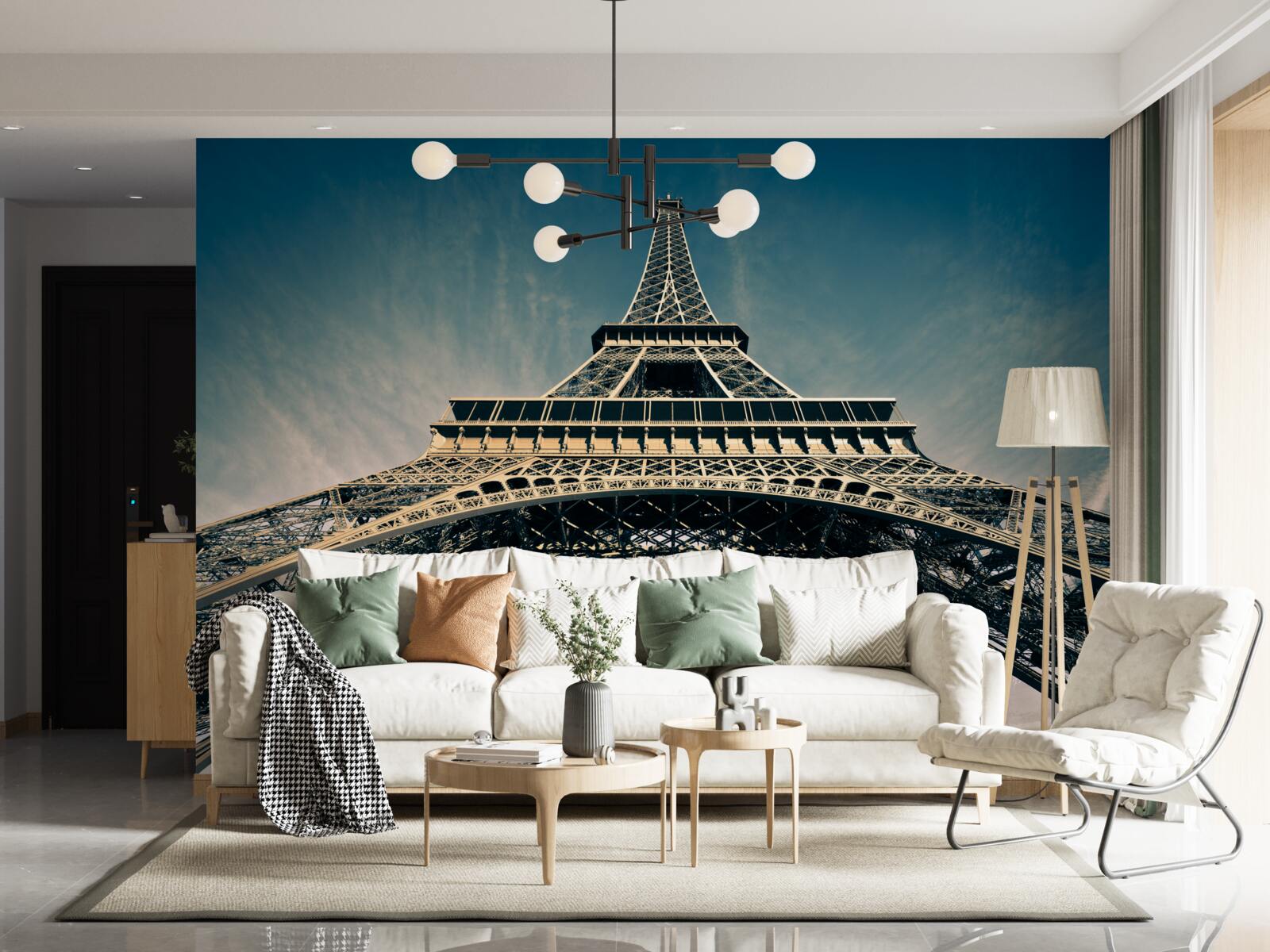 Fotobehang uitzicht op de eiffeltoren vanaf een lager punt