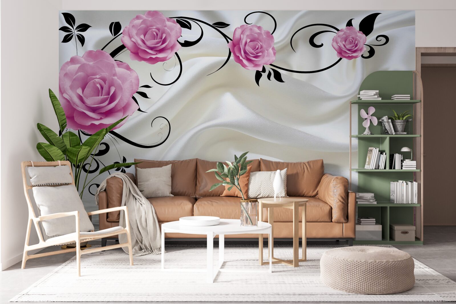 Fotobehang paarse knoppen aan donkere zijden takken