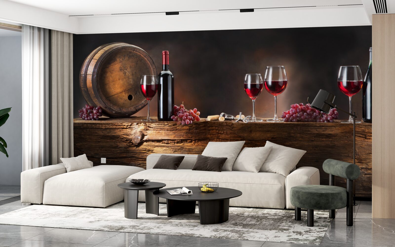Fotobehang wijnkelder met rijpende dranken