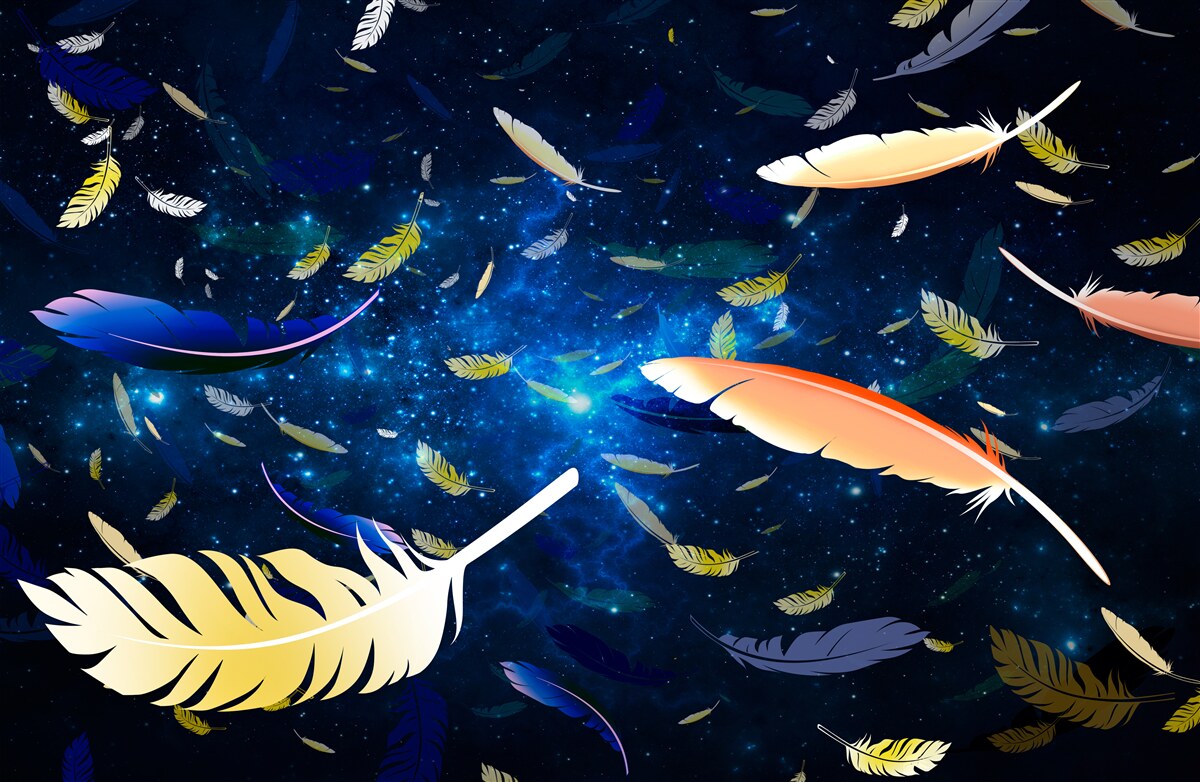 Fotobehang een draaikolk van heldere veren in de afgrond van het universum