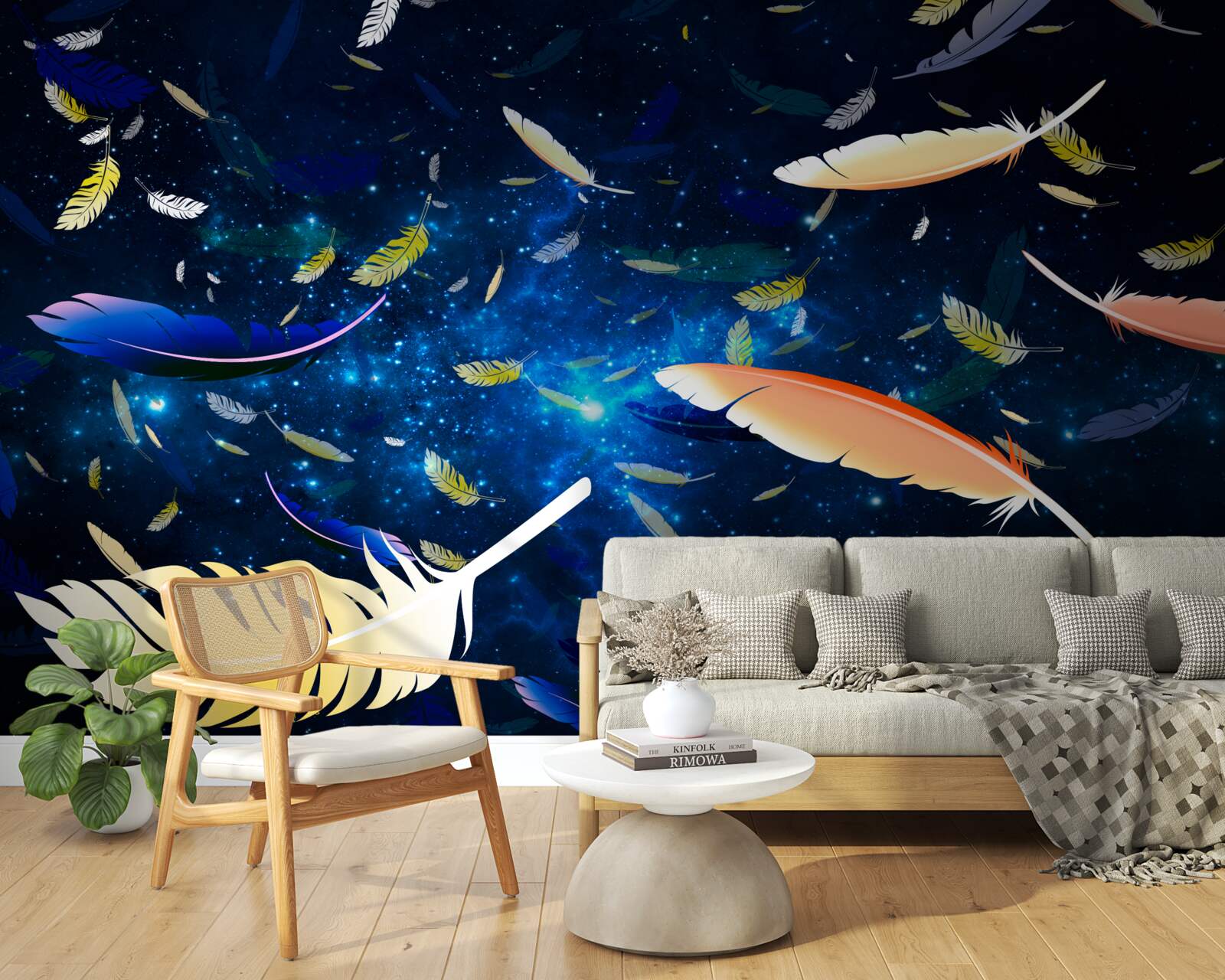 Fotobehang een draaikolk van heldere veren in de afgrond van het universum