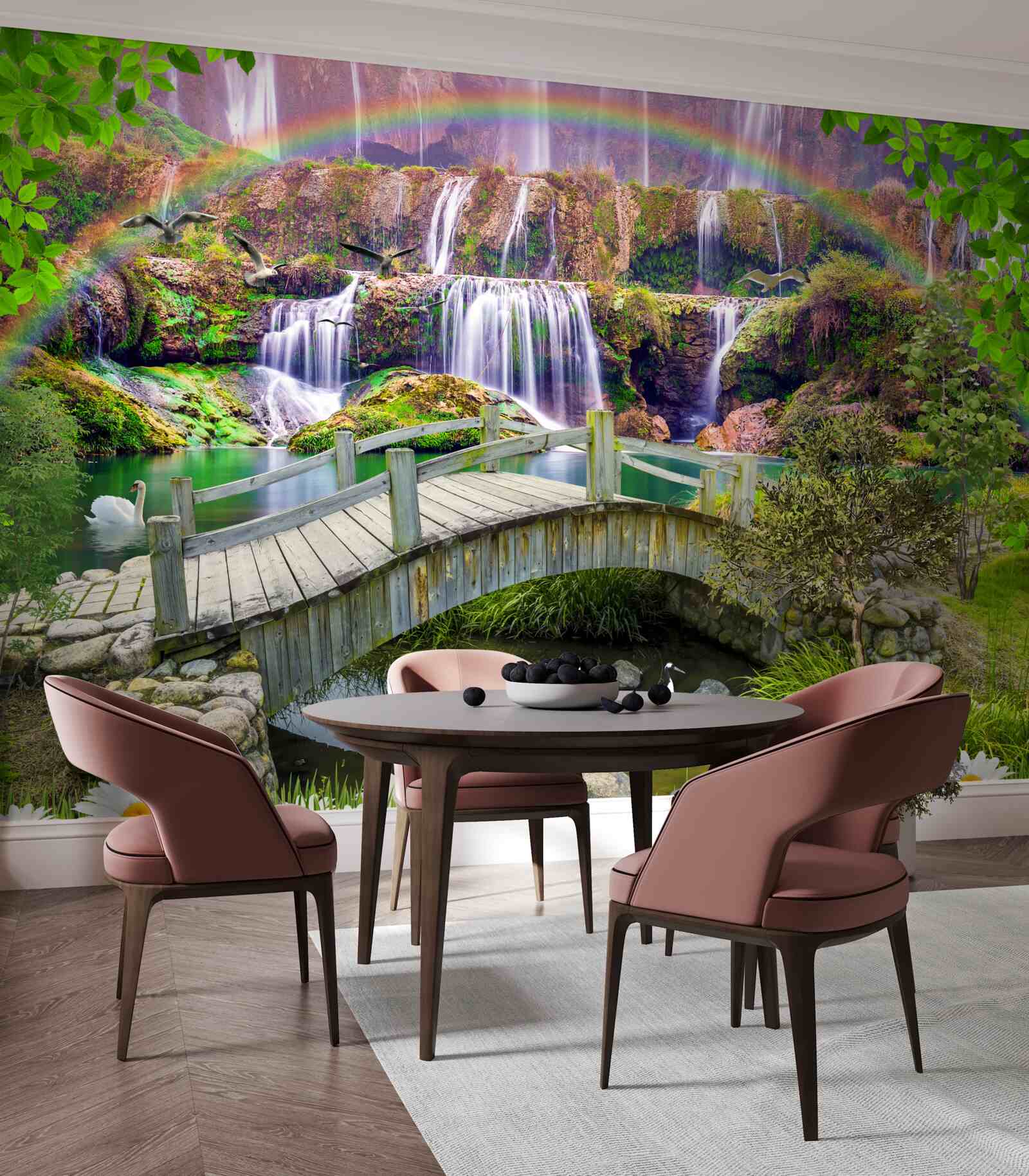 Fotobehang compositie van de zomertuin in het landschap