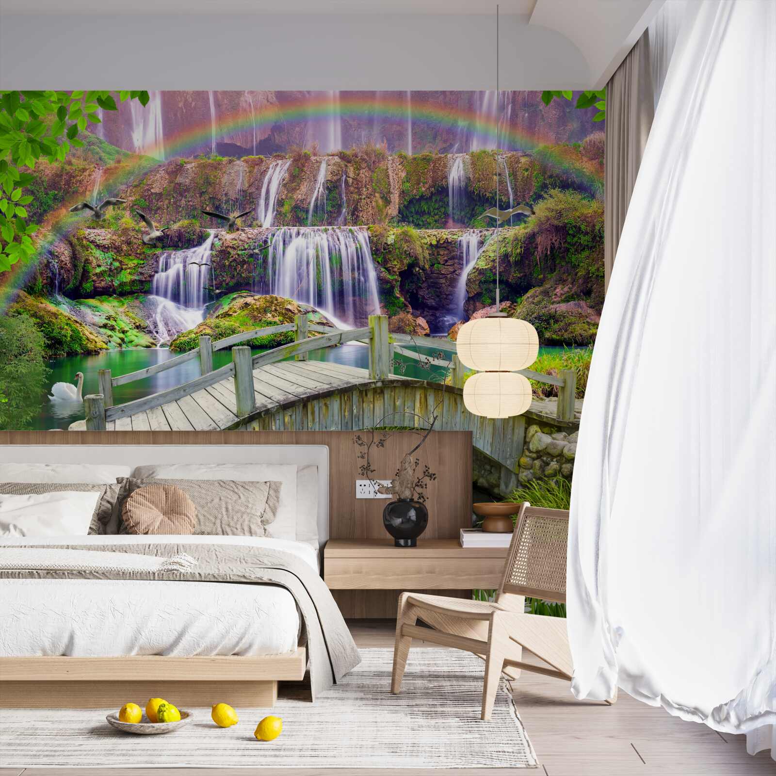 Fotobehang compositie van de zomertuin in het landschap