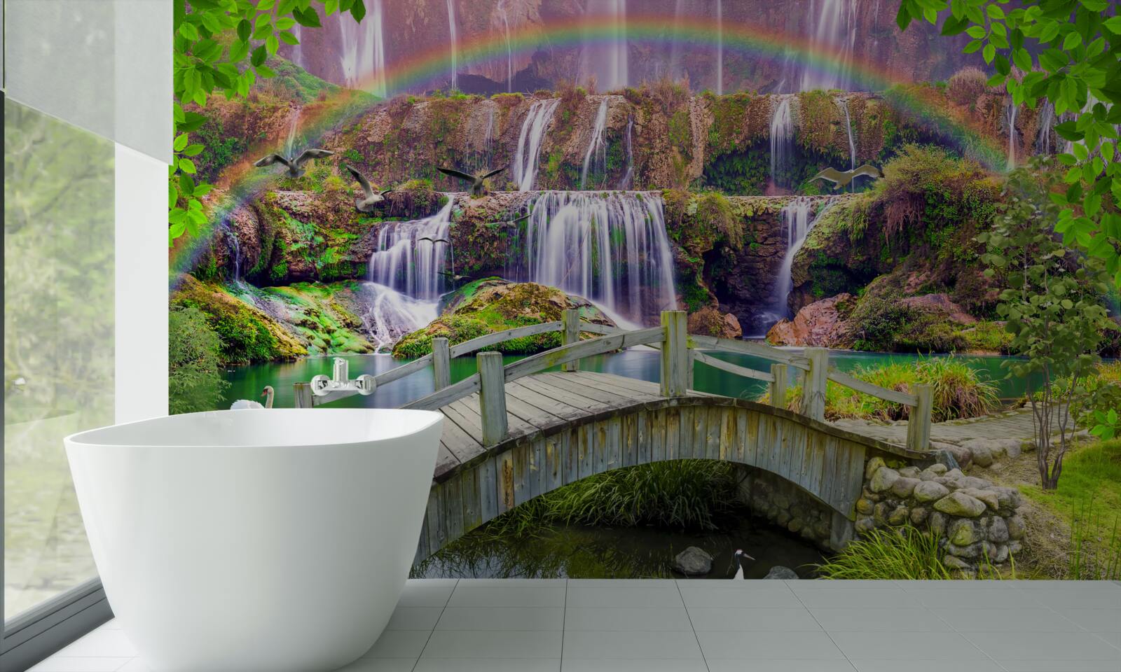 Fotobehang compositie van de zomertuin in het landschap