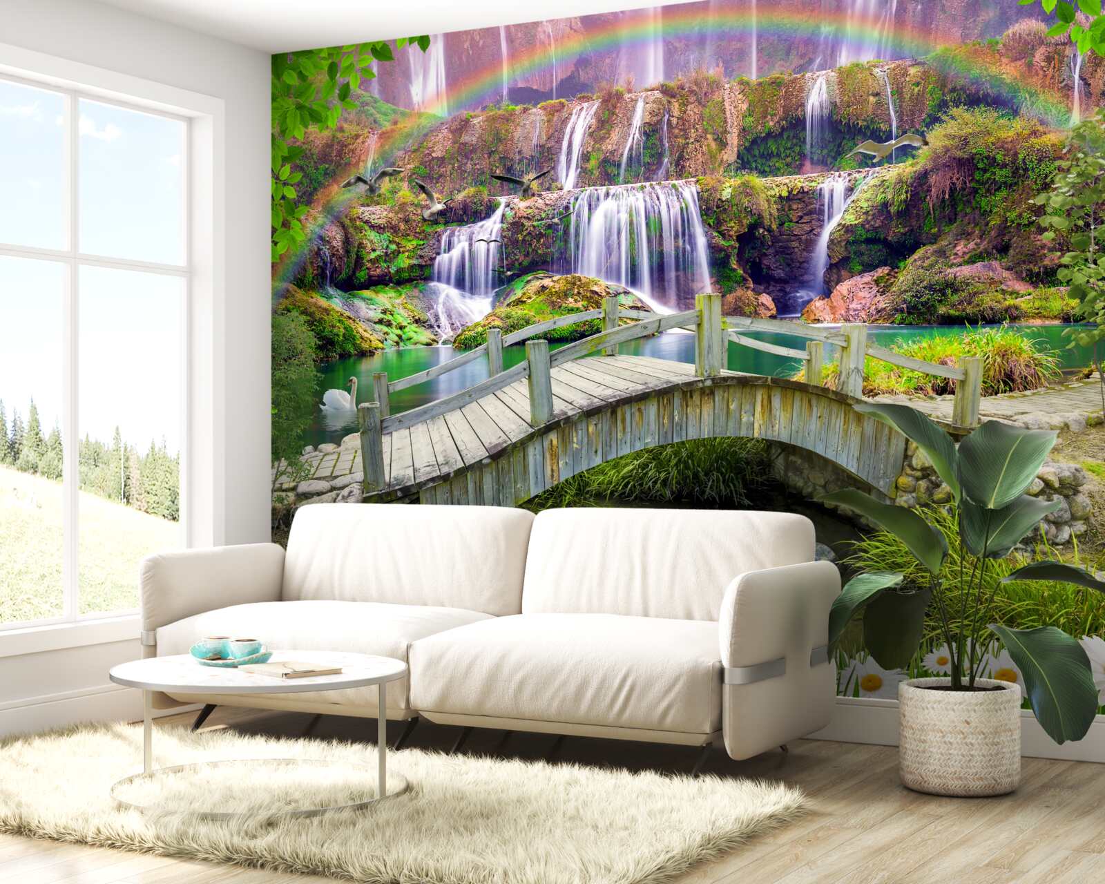 Fotobehang compositie van de zomertuin in het landschap