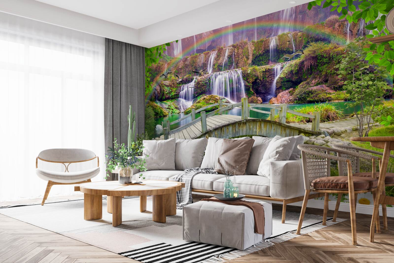 Fotobehang compositie van de zomertuin in het landschap