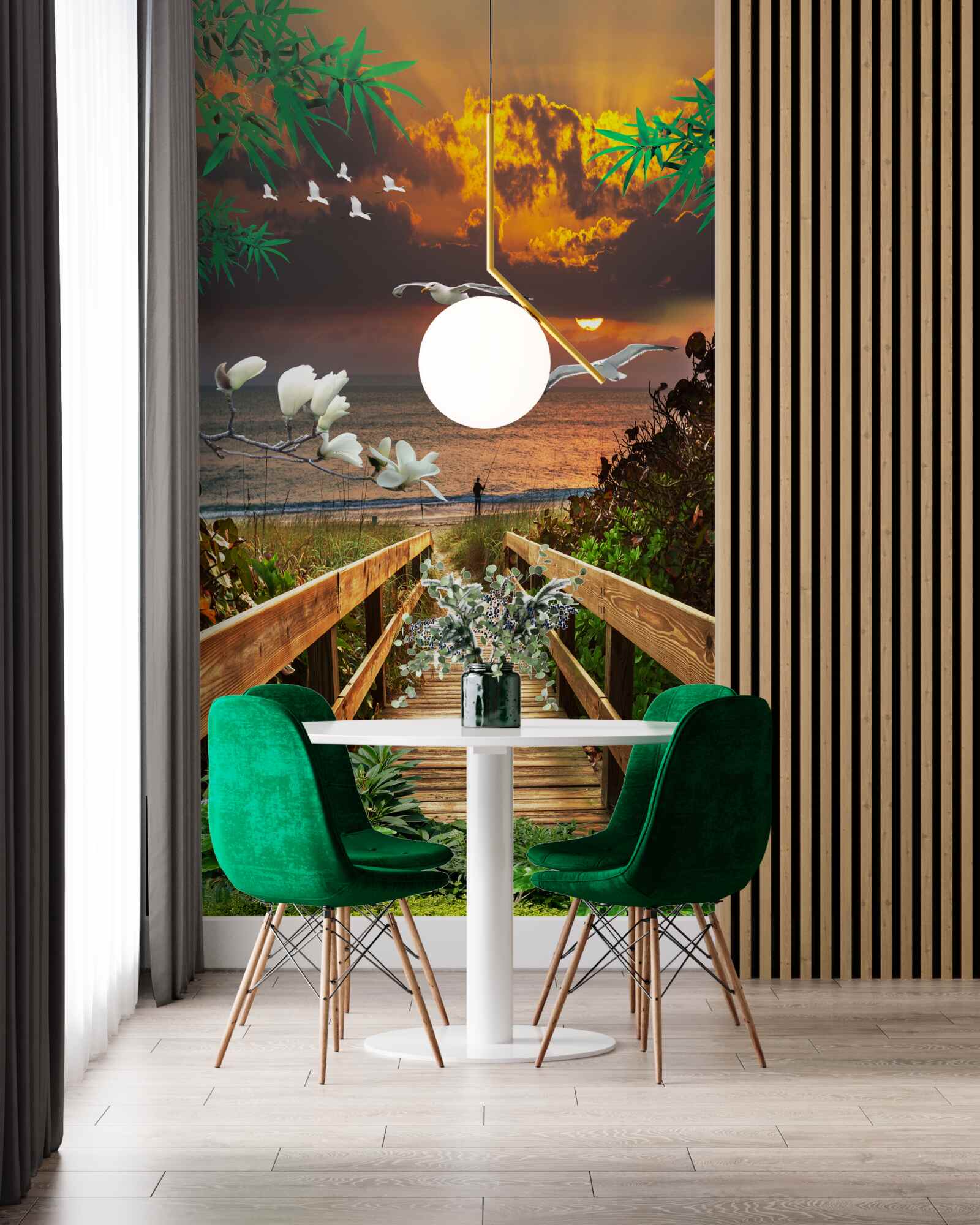 Fotobehang pad naar de kust in de avond