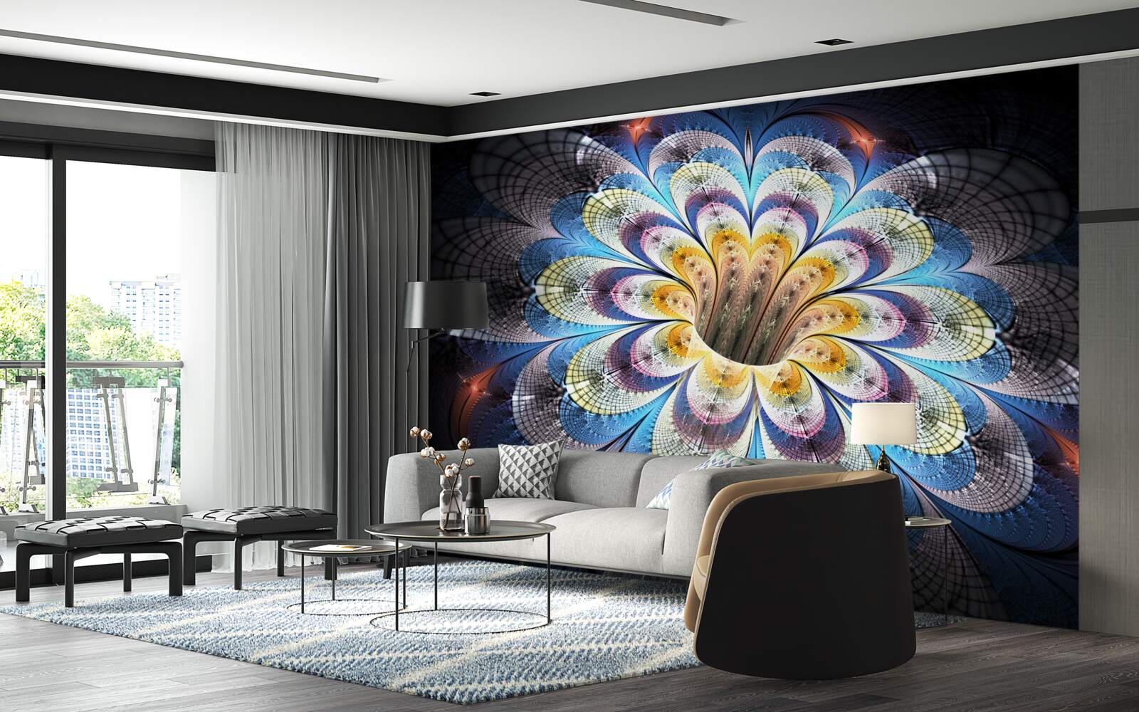 Fotobehang abstract beeld van een opengaande knop