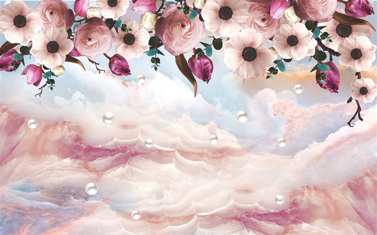 Fotobehang gezwollen knoppen hangen boven de hemel