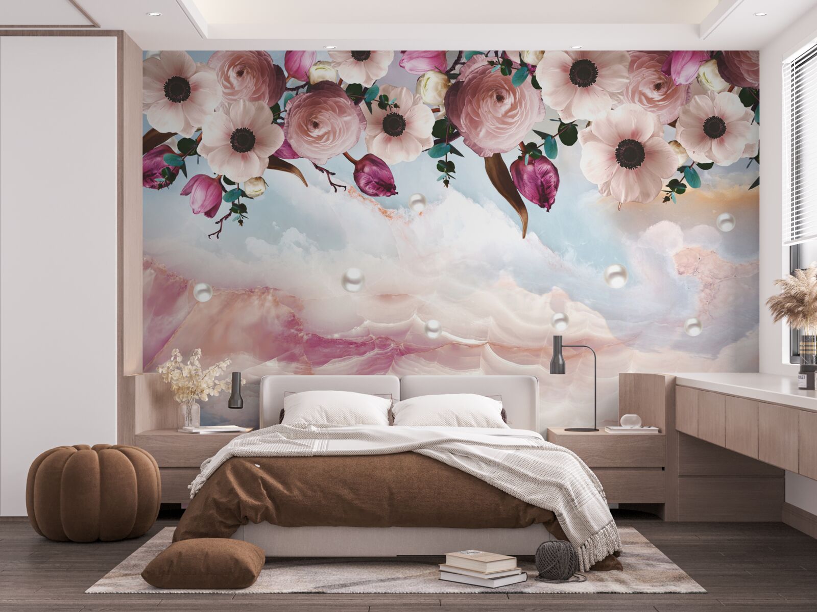 Fotobehang gezwollen knoppen hangen boven de hemel