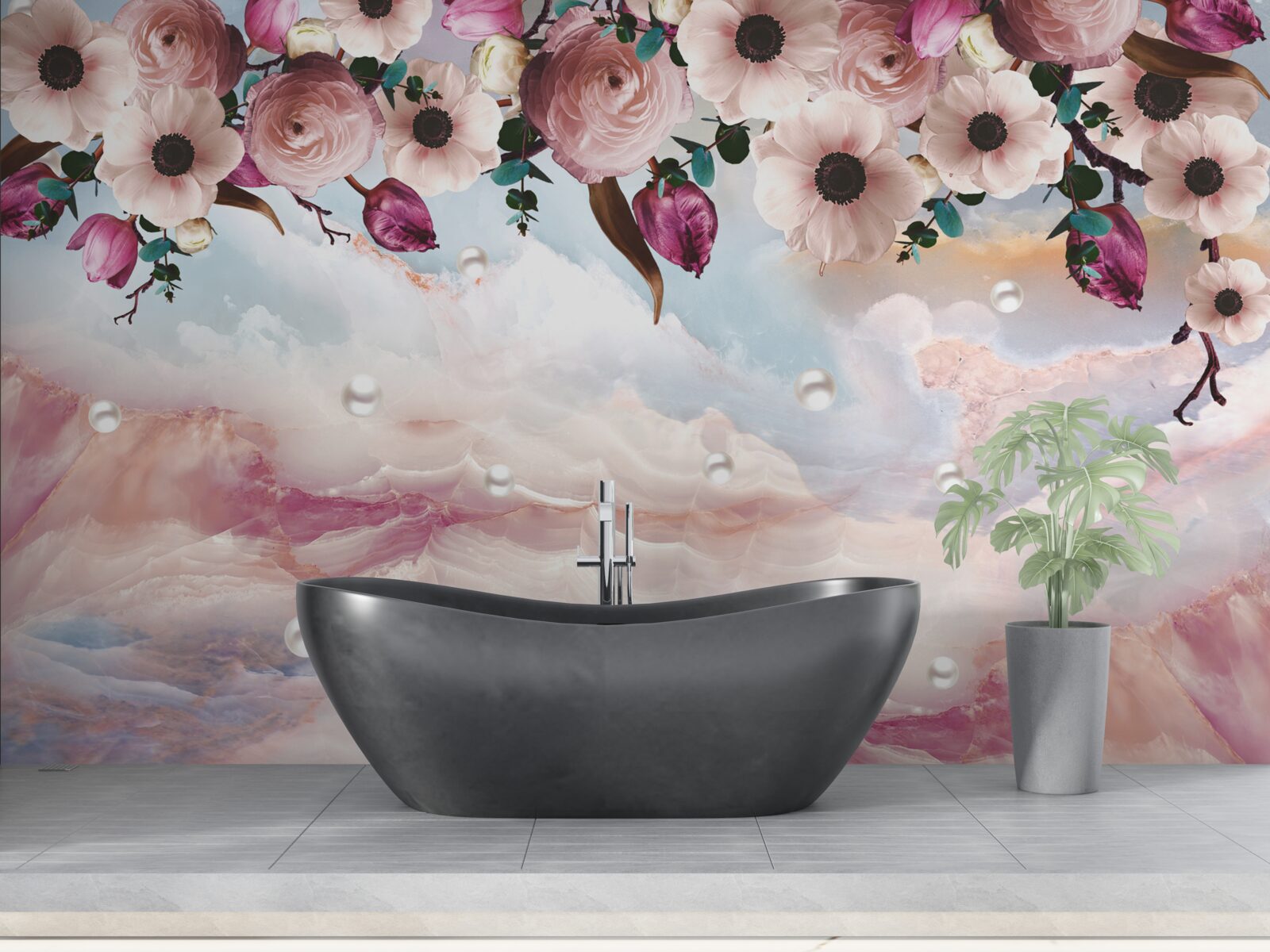 Fotobehang gezwollen knoppen hangen boven de hemel