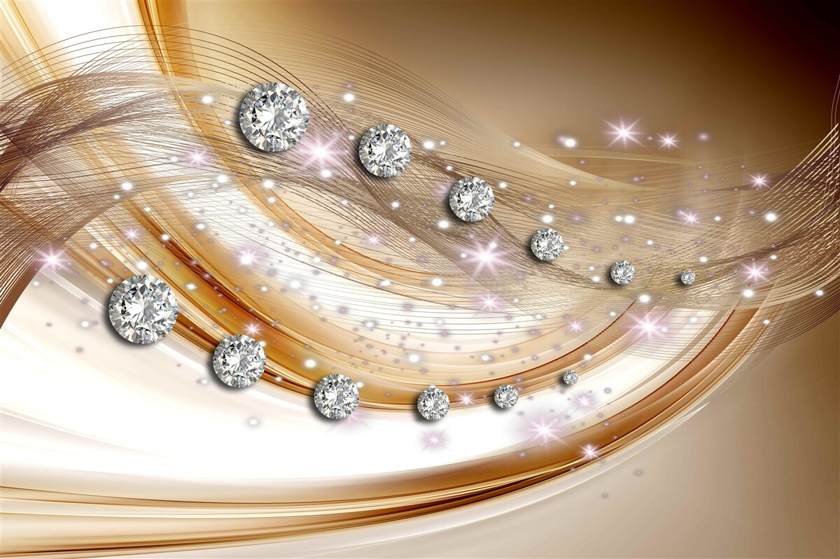 Fotobehang goudzijde met diamanten