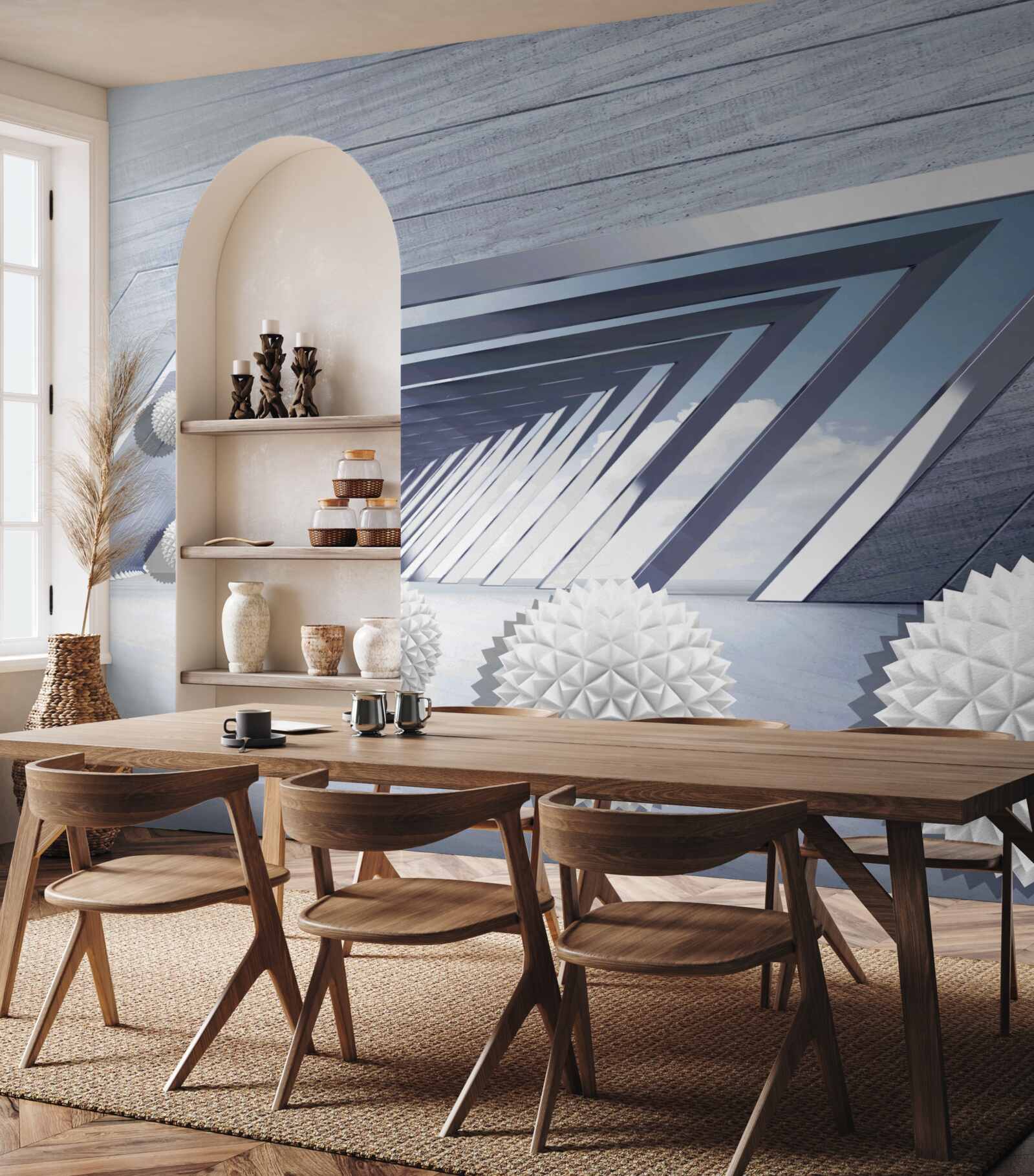 Fotobehang rondvliegende stekelballen in de gang