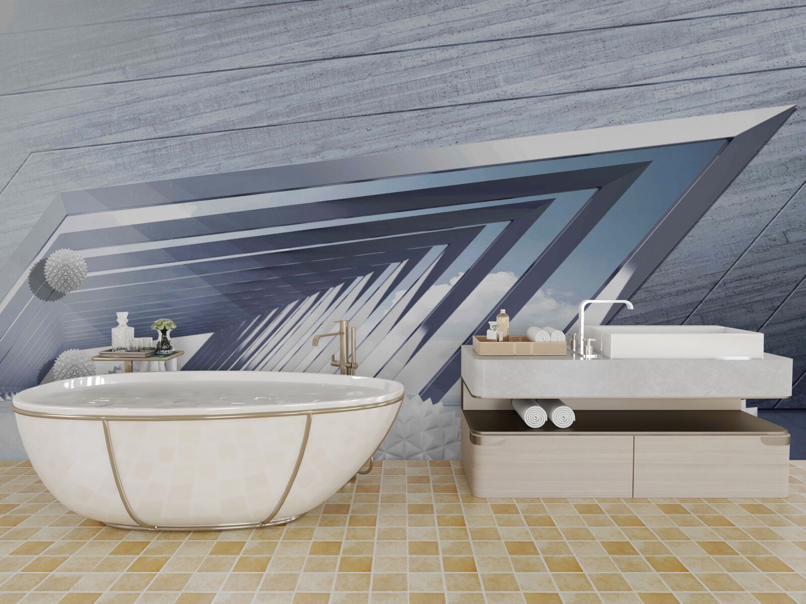 Fotobehang rondvliegende stekelballen in de gang