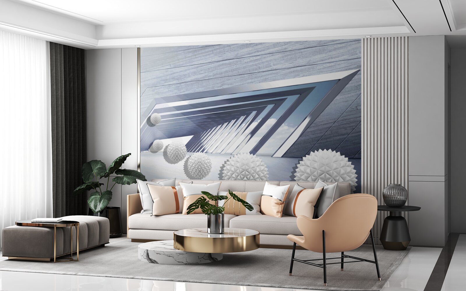 Fotobehang rondvliegende stekelballen in de gang