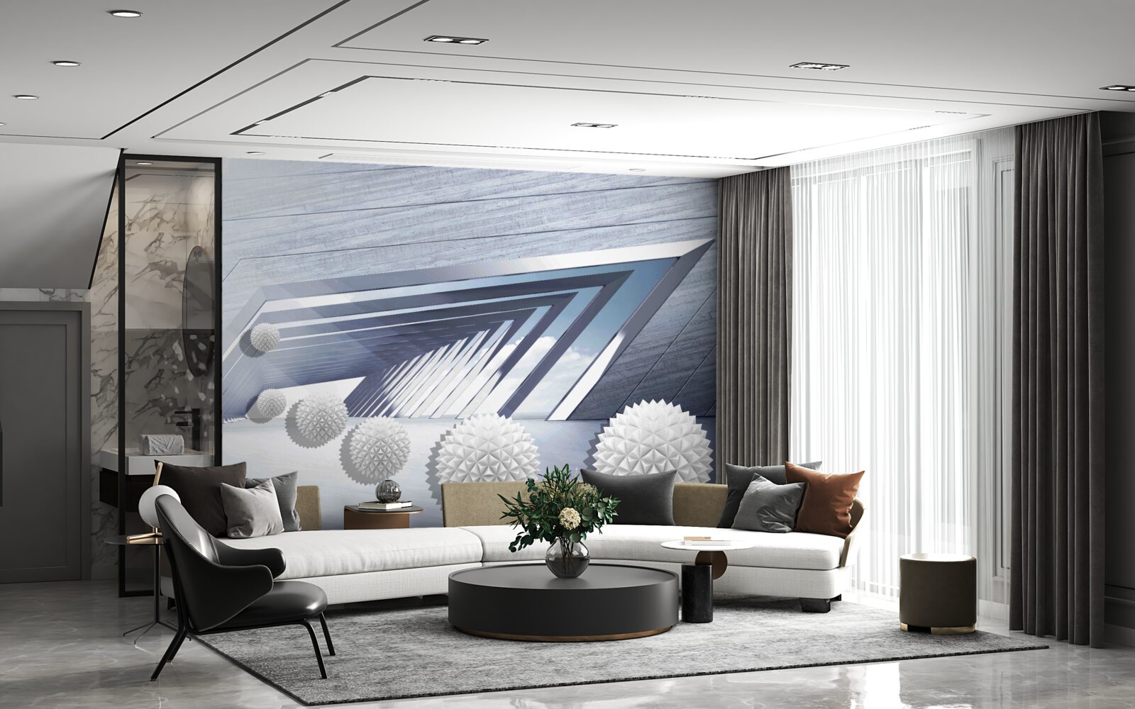 Fotobehang rondvliegende stekelballen in de gang