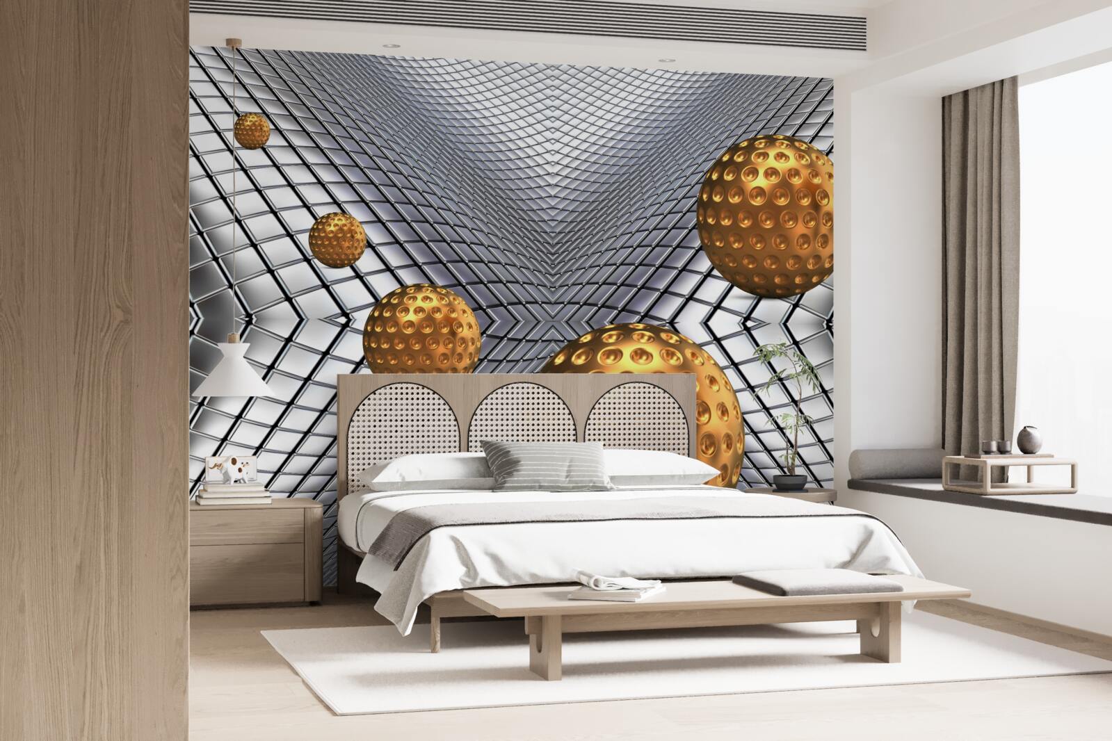 Fotobehang drijvende gouden tennisballen