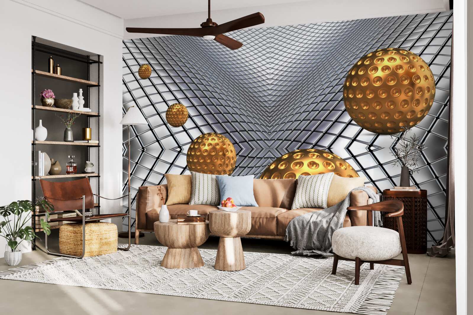 Fotobehang drijvende gouden tennisballen