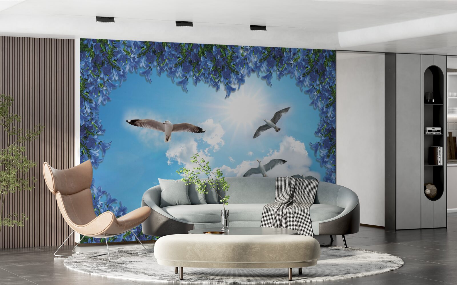 Fotobehang meeuwen zweven door de blauwe lucht