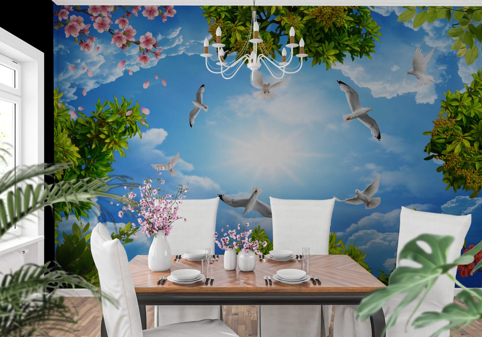 Fotobehang vogels in het bos genieten van een zonnige dag