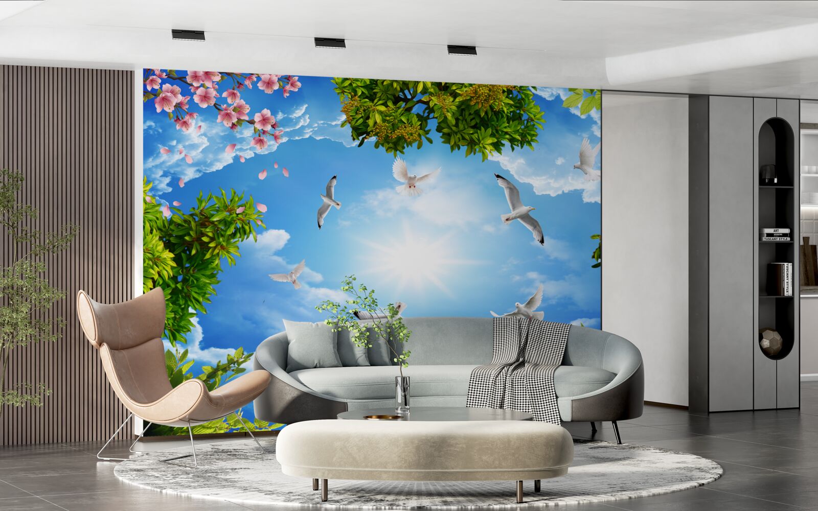 Fotobehang vogels in het bos genieten van een zonnige dag