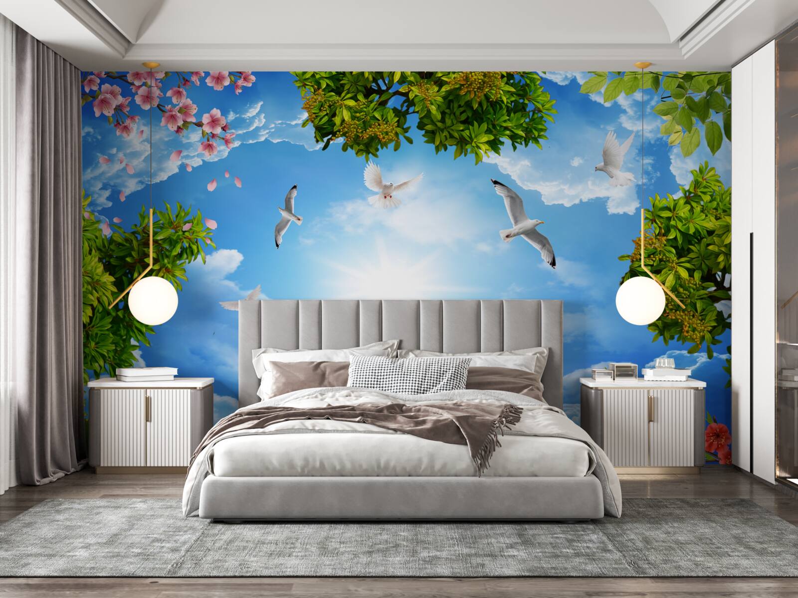 Fotobehang vogels in het bos genieten van een zonnige dag