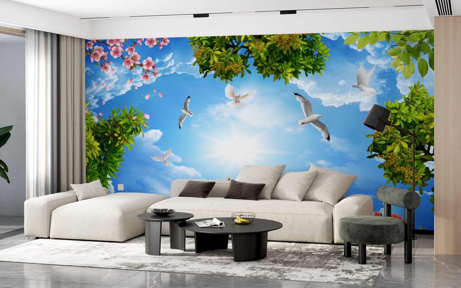 Fotobehang vogels in het bos genieten van een zonnige dag