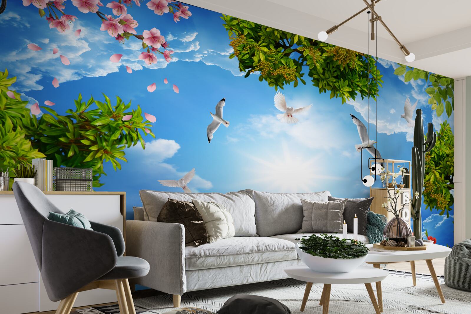 Fotobehang vogels in het bos genieten van een zonnige dag