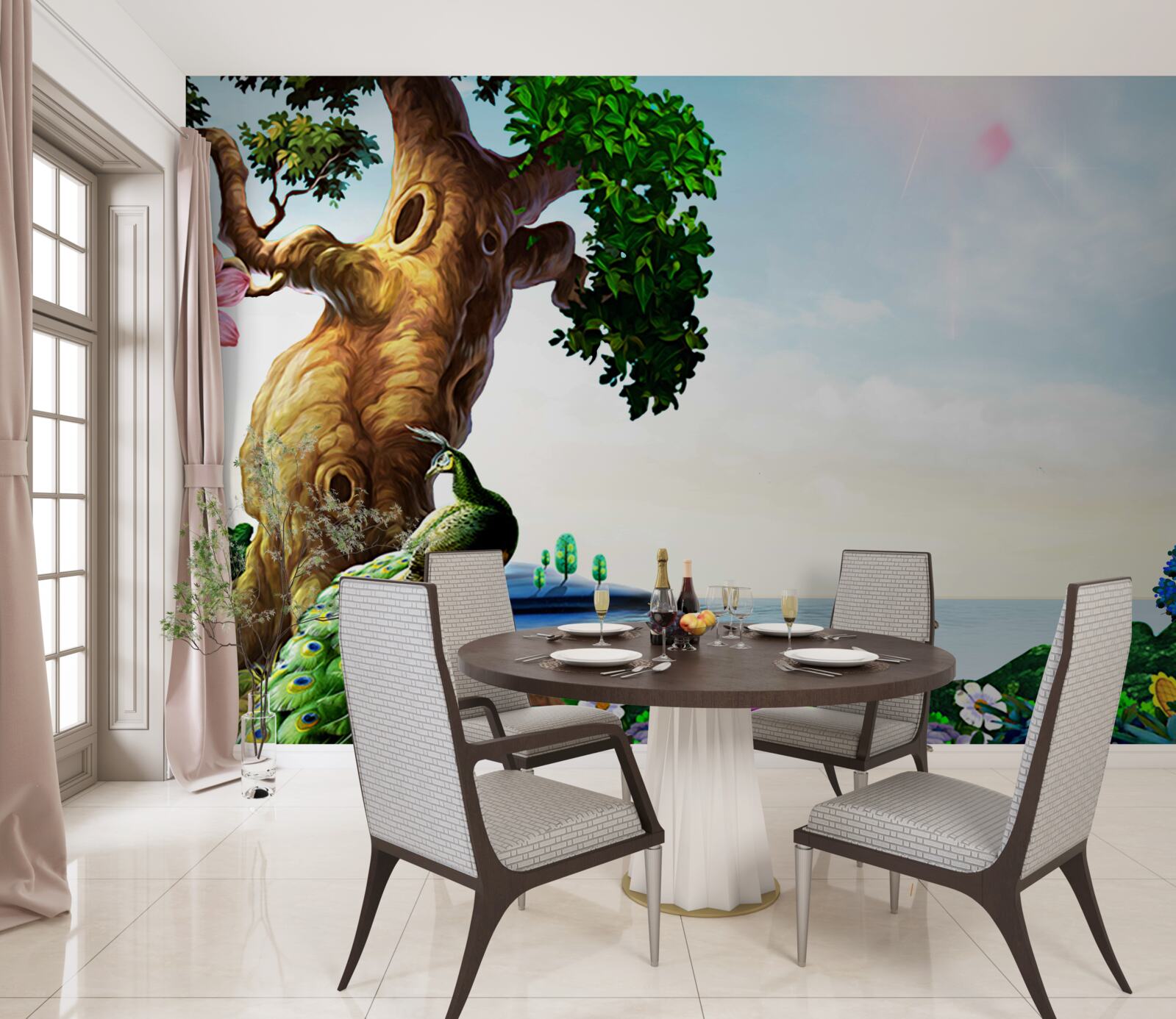 Fotobehang smaragdgroene landschappen en hun bewoners aan de oevers van wateren