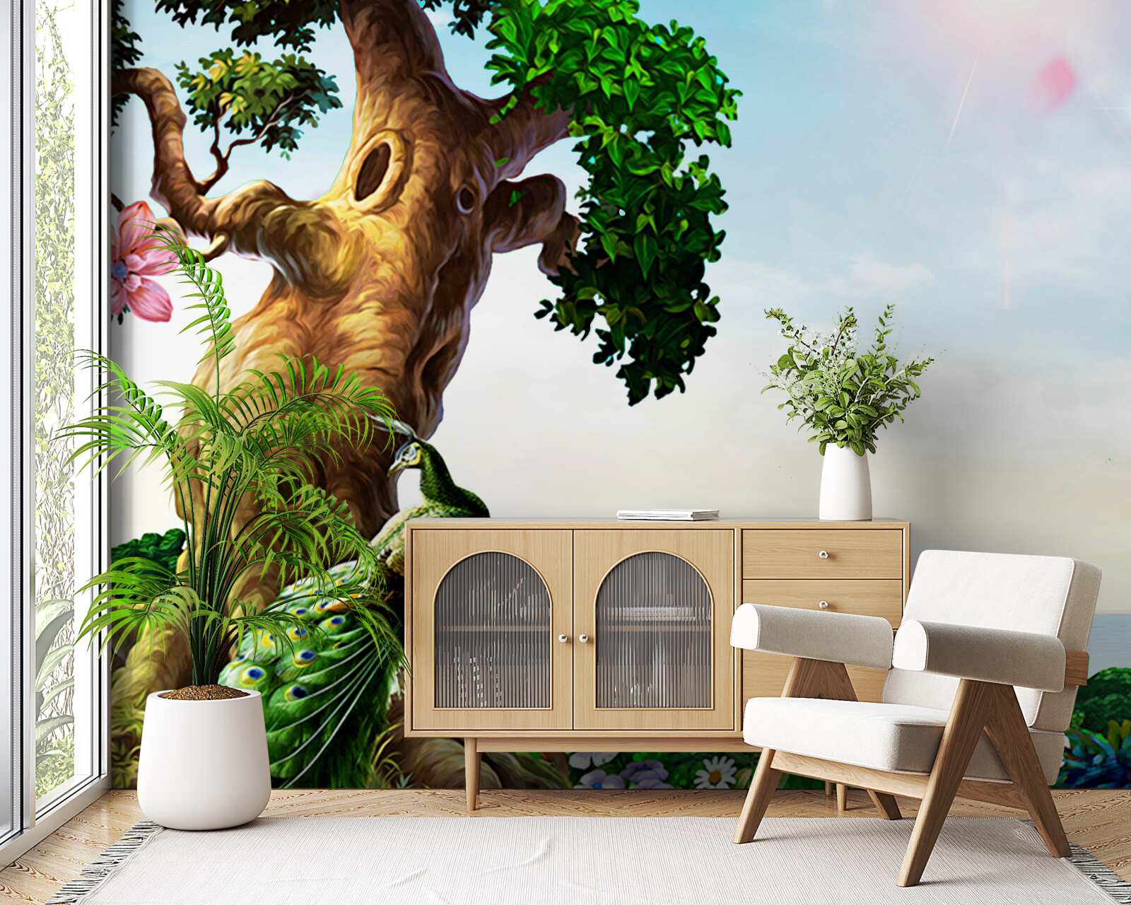 Fotobehang smaragdgroene landschappen en hun bewoners aan de oevers van wateren