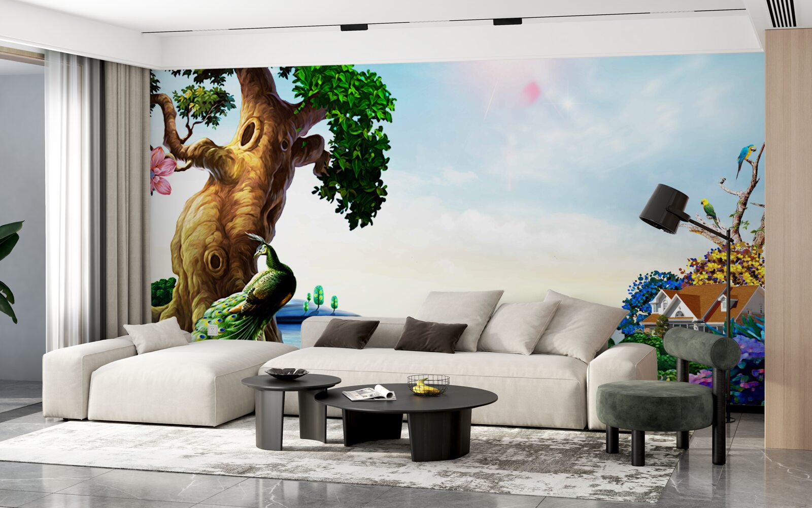 Fotobehang smaragdgroene landschappen en hun bewoners aan de oevers van wateren