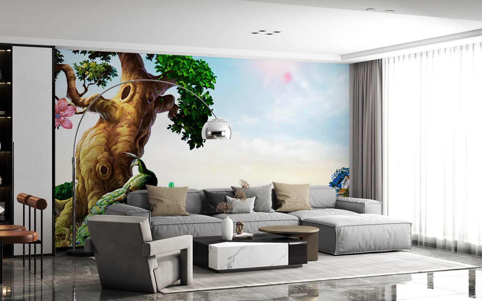 Fotobehang smaragdgroene landschappen en hun bewoners aan de oevers van wateren