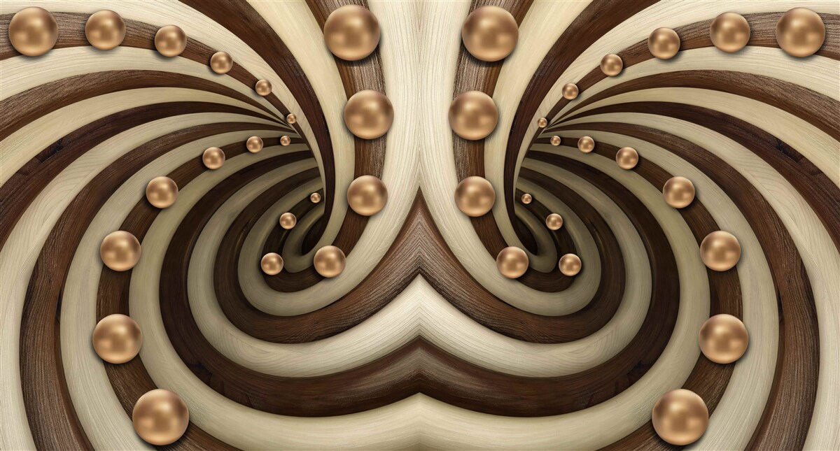 Fotobehang goudkleurige ballen vallen langs de lijn