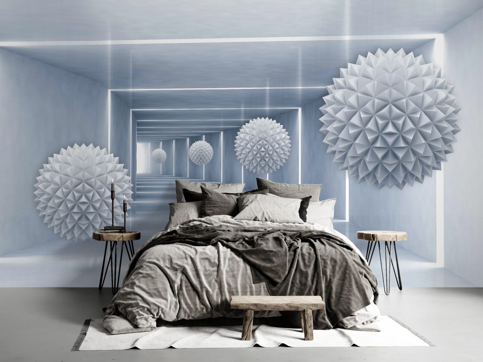 Fotobehang ballen drijvend in een rechthoekige doorgang