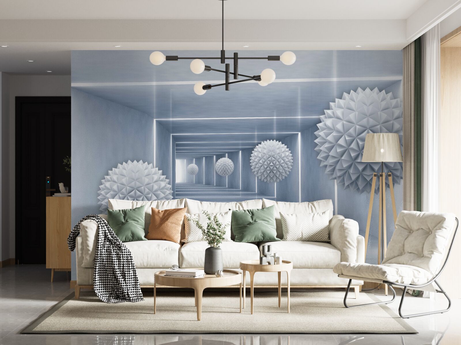 Fotobehang ballen drijvend in een rechthoekige doorgang