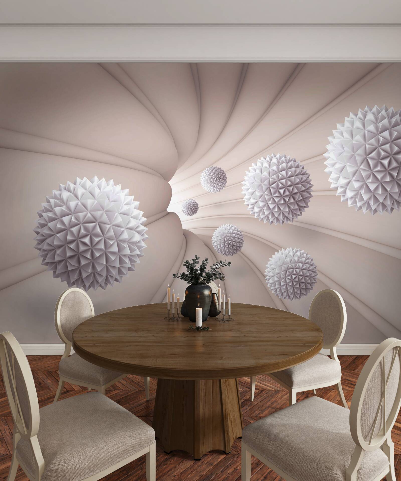 Fotobehang ronde voorwerpen gaan snel de tunnel in