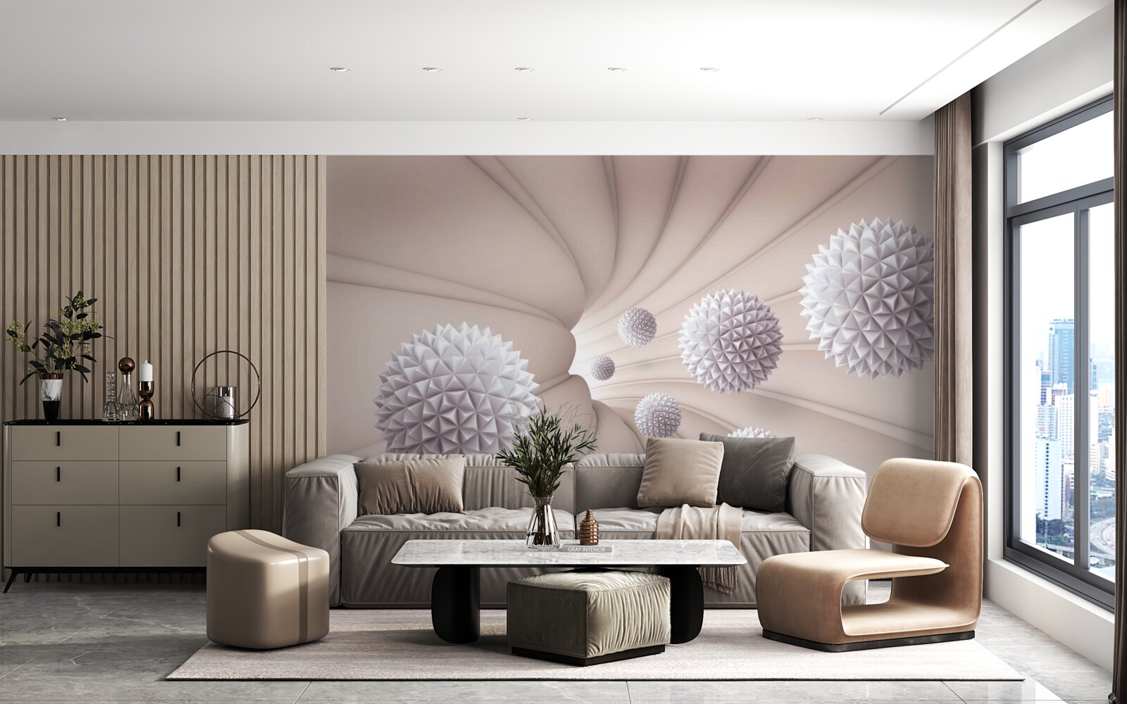 Fotobehang ronde voorwerpen gaan snel de tunnel in