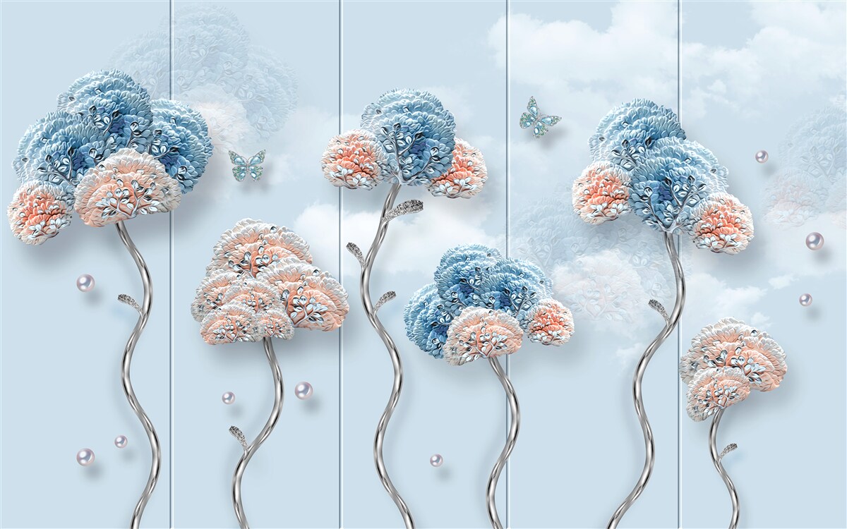 Fotobehang hortensia's op een verticaal paneel