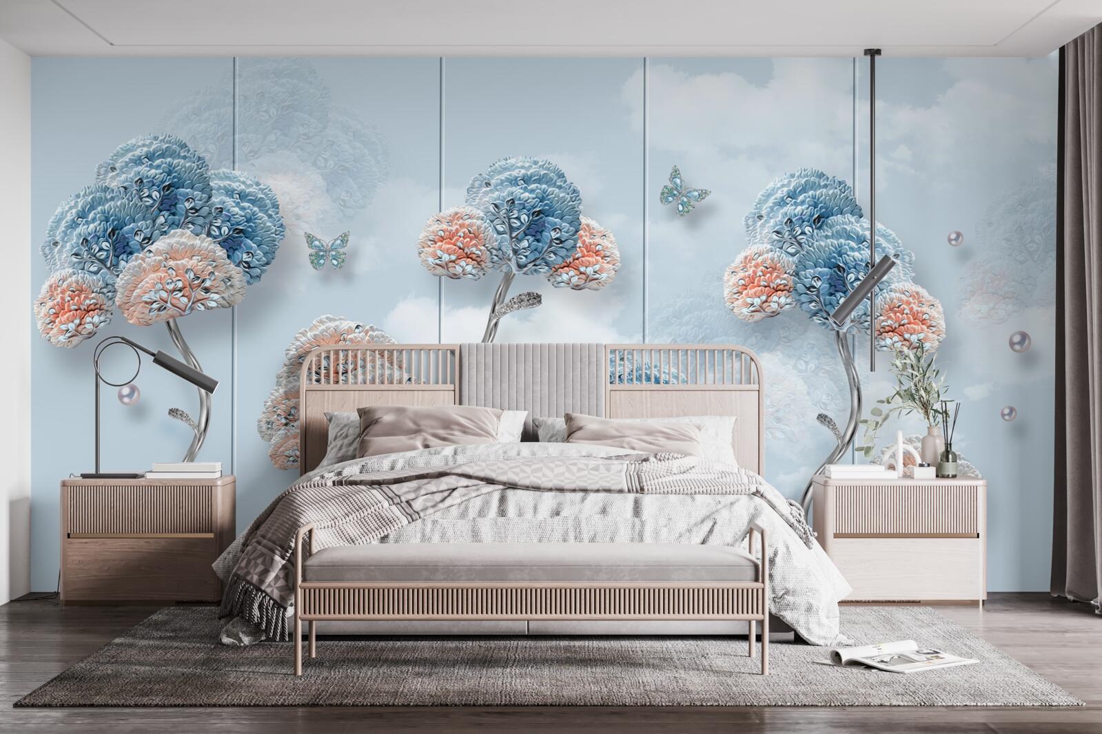 Fotobehang hortensia's op een verticaal paneel