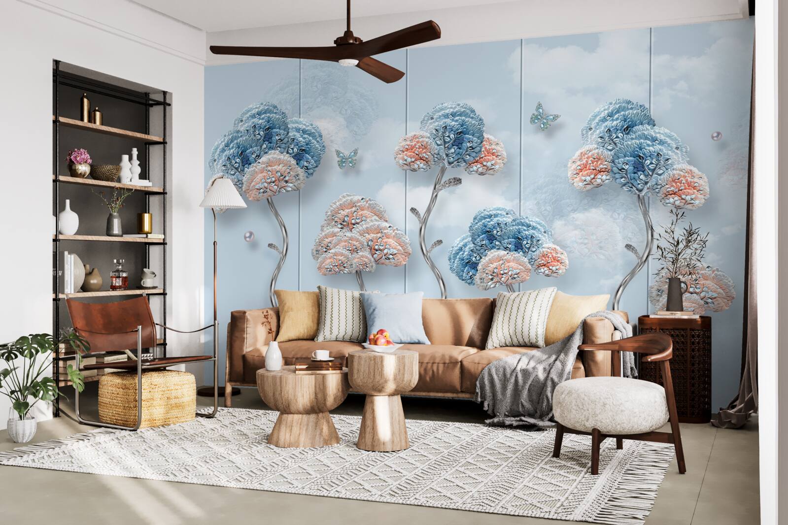 Fotobehang hortensia's op een verticaal paneel