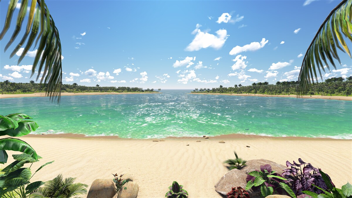 Fotobehang strand met goudkleurig zand voor de turquoise kust