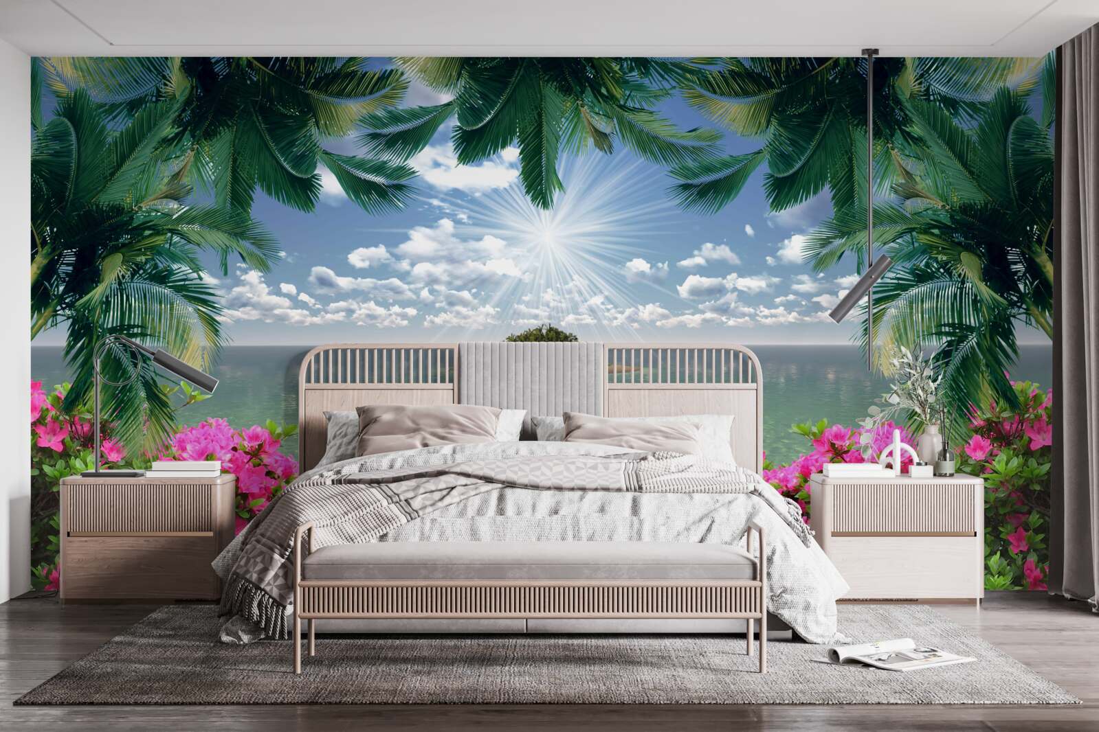 Fotobehang stenen pad naar een eiland in de oceaan