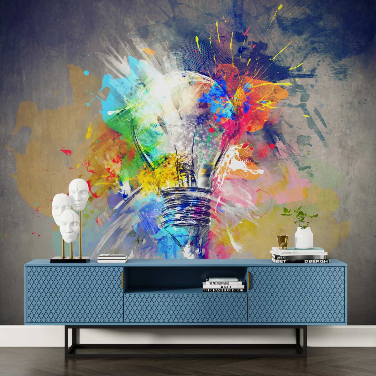 Fotobehang felgekleurde lamp